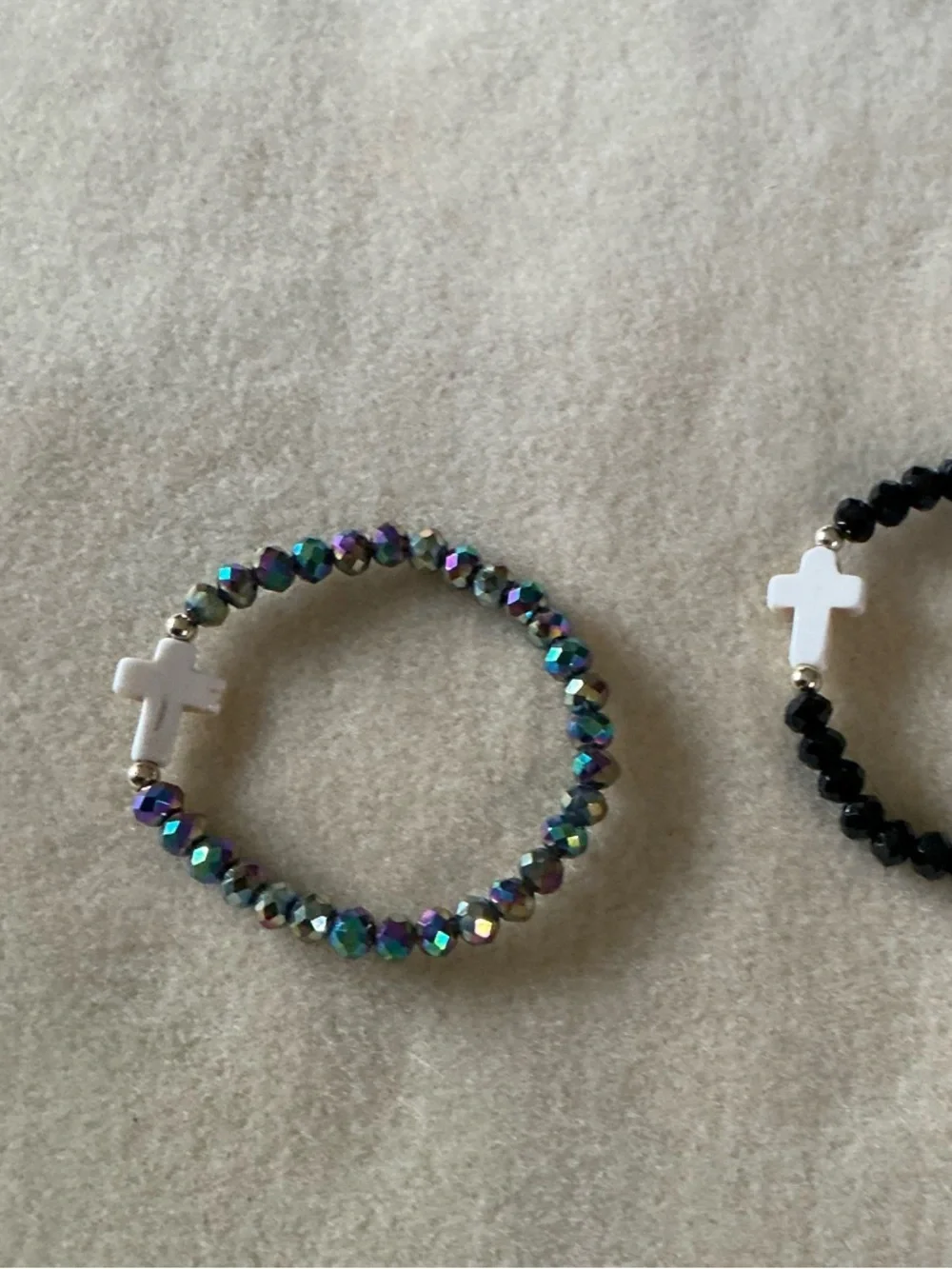 Stretch Bracelet Set with Cross Charm - set of 2